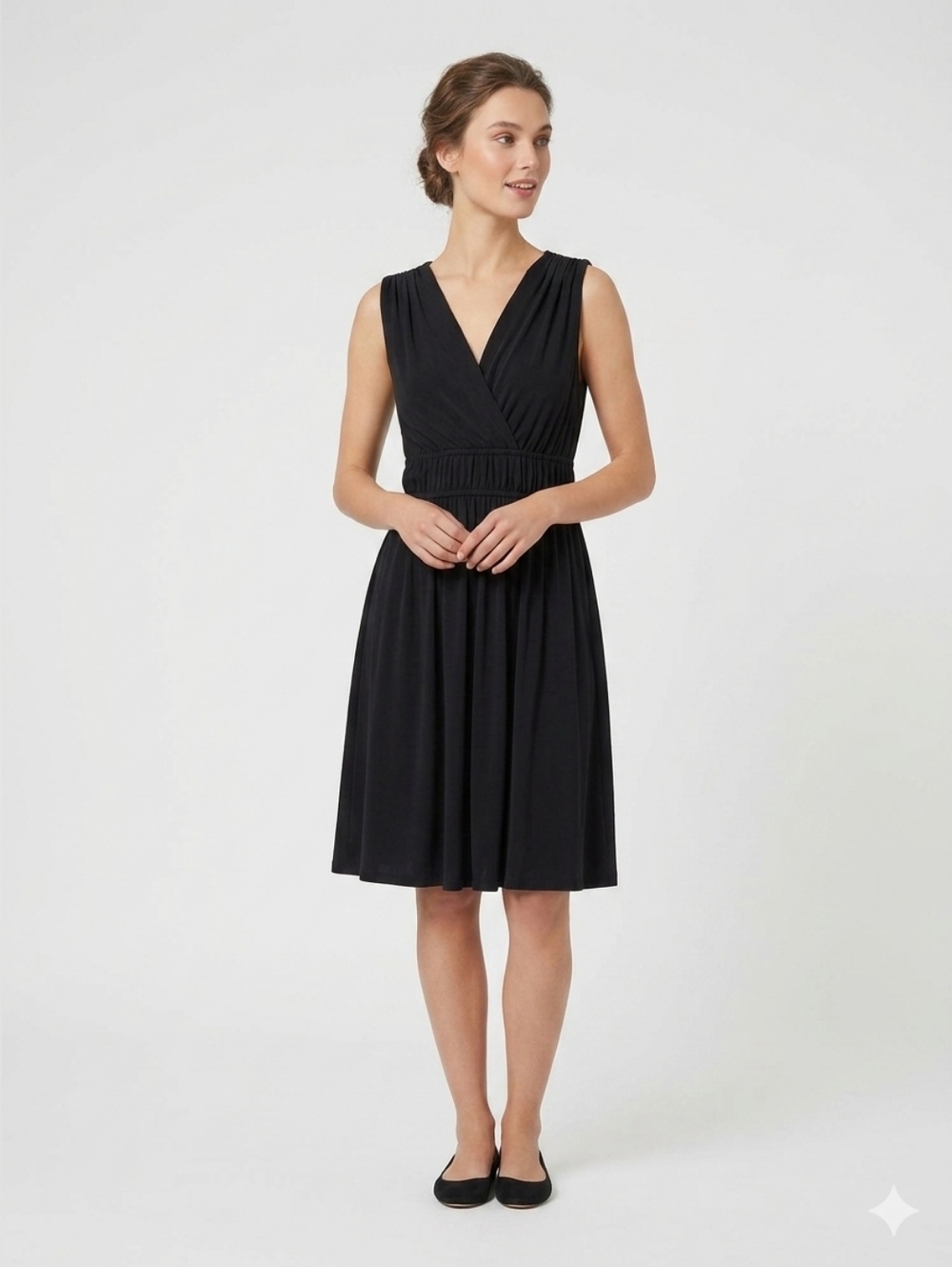 Tara Jarmon Robe Verone Vintage‎ Elastic V-neck Dress Black Size EU 42 US 10